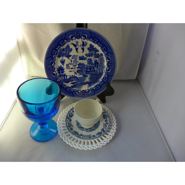 Farmhouse Vintage Mismatched Lunch Settings - Set of 5 For Sale - Image 3 of 6