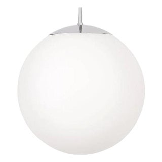 Scandinavian Opaline Glass Glob Ceiling Lamp in Chrome Finish from Konsthantverk For Sale