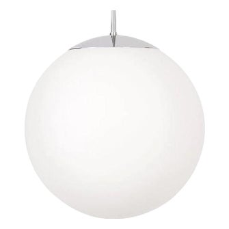 Scandinavian Opaline Glass Glob Ceiling Lamp in Chrome Finish from Konsthantverk For Sale