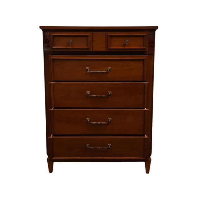 Late 20th Century Dixie Furniture Solid Pecan Italian Neoclassical Tuscan Style 34″ Chest of Drawers 260-7 For Sale - Image 5 of 13