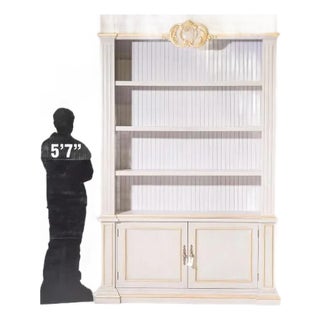 Mid 19th Century Monumental Painted Bookshelf With Gilt Accents For Sale