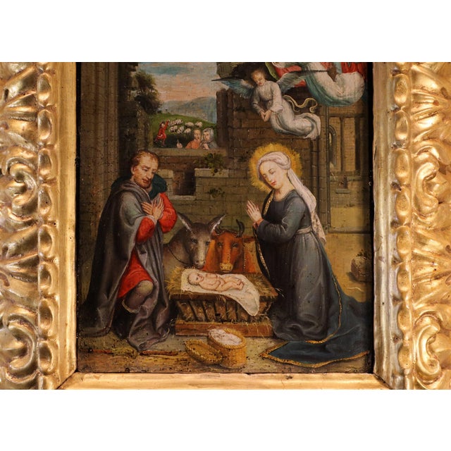 Follower of Gerard David, Nativity Scene, 1600, Oil Painting For Sale - Image 4 of 15