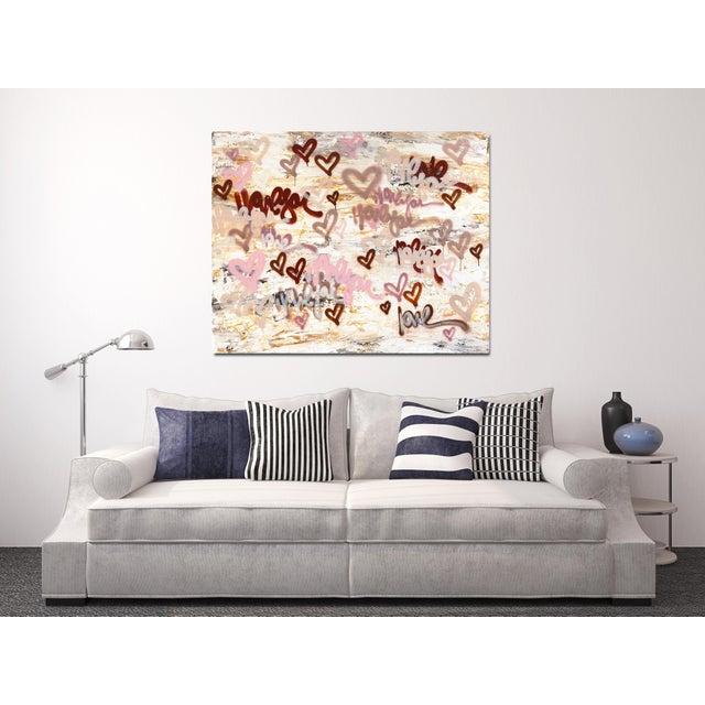 White In Relax Mode - Original Abstract Love Graffiti Mixed Media Painting on Canvas by Amber Goldhammer For Sale - Image 8 of 9