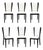 Set of 6 Art Deco Skyscraper Black Lacquer & Off White Upholstery Dining Chairs For Sale