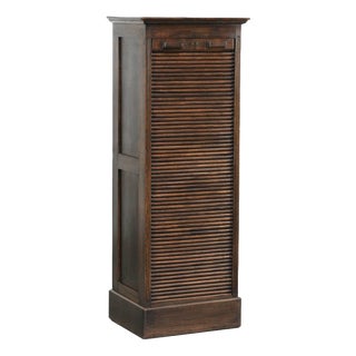 Antique Early 20th Century English Archive Cabinet with Roll-Up Door in Oak For Sale