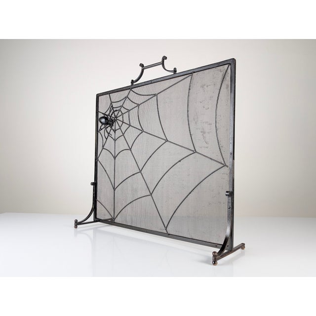 Wrought Iron Spark Fender with Spider Sculpture, 1970s For Sale - Image 11 of 18