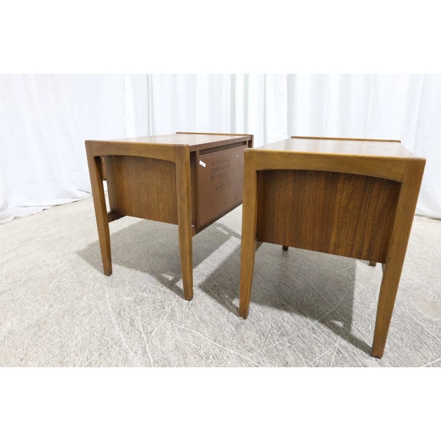 A Pair of Mid Century Modern 2 Drawer Walnut Night Stands by Drexel For Sale - Image 10 of 10
