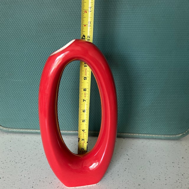 Red Vintage Jaliang Asymmetrical Base Vase For Sale - Image 8 of 10