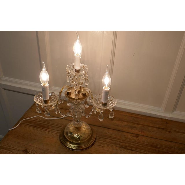 1920s French Brass and Crystal Table Lamp, 1920s For Sale - Image 5 of 7