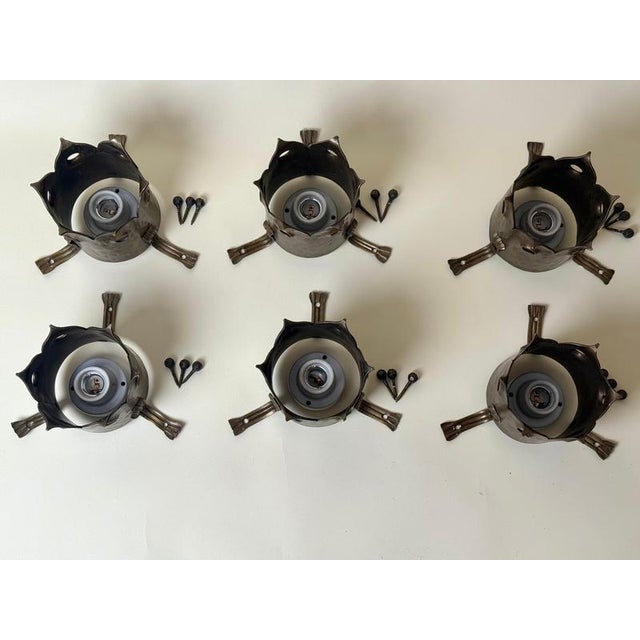 Hand-Hammered Brass Ceiling Light, 1960s For Sale - Image 10 of 18