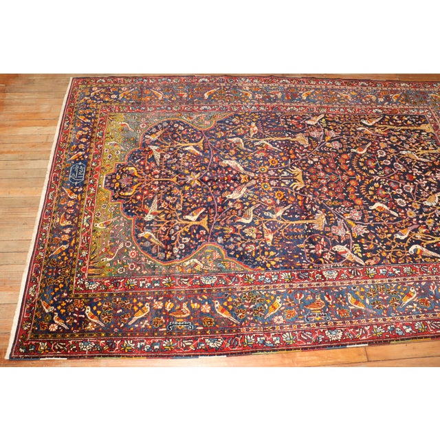 Early 20th Century Botanical Persian Pictorial Rug For Sale - Image 4 of 18