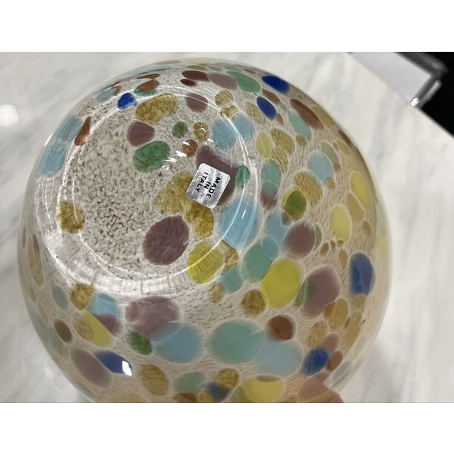 Mid-Century Modern Vintage MCM Murano Style Speckled Swirl Cobalt Vase For Sale - Image 3 of 4