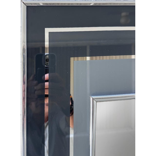 Mid-Century Modern Monochromatic-Toned Wall Mirror For Sale - Image 4 of 8
