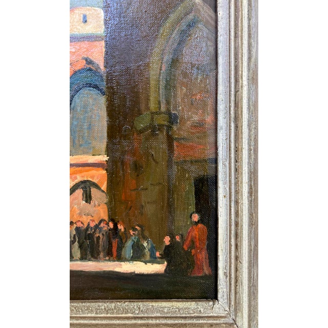 Mid 20th Century Vintage Oil Painting of European Architecture, Framed For Sale - Image 5 of 11