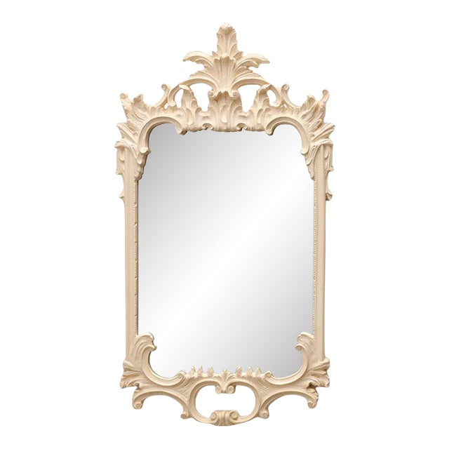 Louis XV Style Cream Lacquered Wall Mirror For Sale