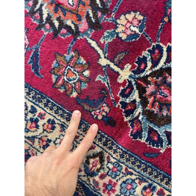 Palace Size Vintage Persian Mashad Signed Rug 11.7 x 16 For Sale - Image 4 of 14