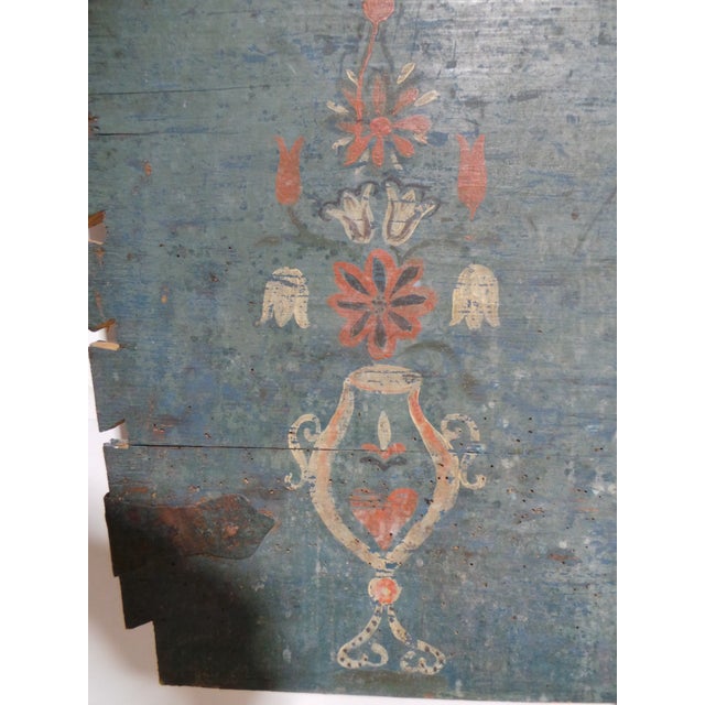 Wood Swedish 100% Original Painted Trunk Front Dated 1818 For Sale - Image 7 of 10