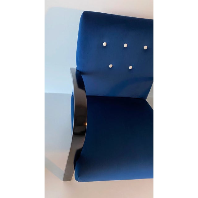 1930s Set of Italian Art Deco Blue Armchairs, 1930s For Sale - Image 5 of 10