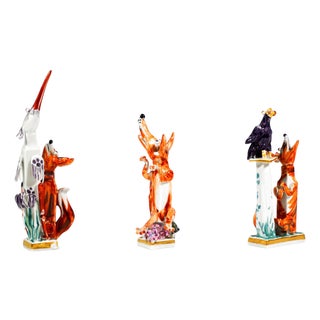 Fox Figurines by Peter Strang for Meissen after Aesop, 1998, Set of 3 For Sale