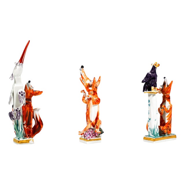 Fox Figurines by Peter Strang for Meissen after Aesop, 1998, Set of 3 For Sale