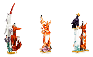 Fox Figurines by Peter Strang for Meissen after Aesop, 1998, Set of 3