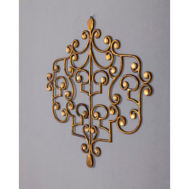 Vintage Italian Wall Coat Rack in Gilt Wrought Iron, 1950s For Sale - Image 4 of 14