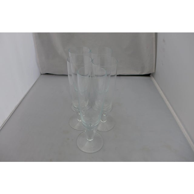 1990s Clear Glass Mimosa Glasses - Set of 5 For Sale - Image 5 of 6
