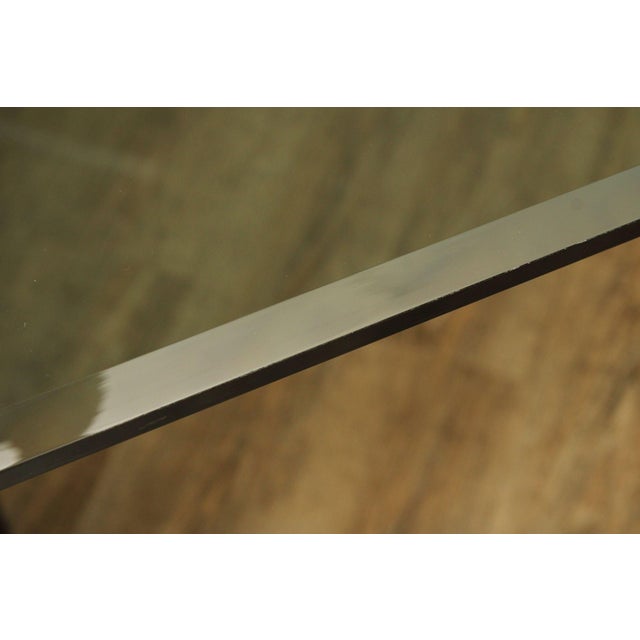 Mastercraft Hollywood Regency Brass and Glass Pedestal Dining Table For Sale In Philadelphia - Image 6 of 18