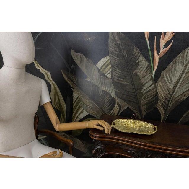 French Art Nouveau Bronze Tray with Roses Relief, 1920 For Sale - Image 13 of 18