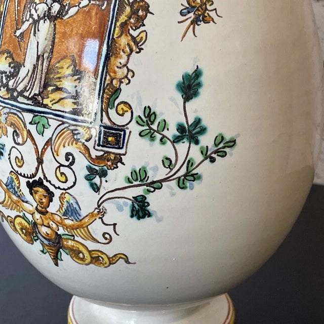 Vintage Majolica Neo Renissance Angelic Pottery Vase/Decanter Beautiful Piece Rare! For Sale - Image 13 of 14