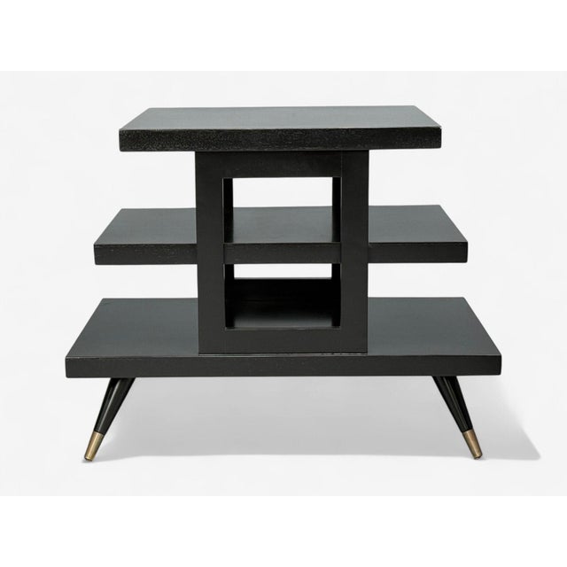 Ico Parisi Style, Ebonized Wood, Brass, Sculptural Side Table, Europe, 1950s For Sale In New York - Image 6 of 12