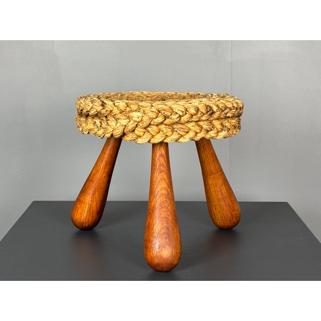 Mid-Century Modern Mid-Century French Braided Rope Stool from Audoux & Minet, 1950s For Sale - Image 3 of 15