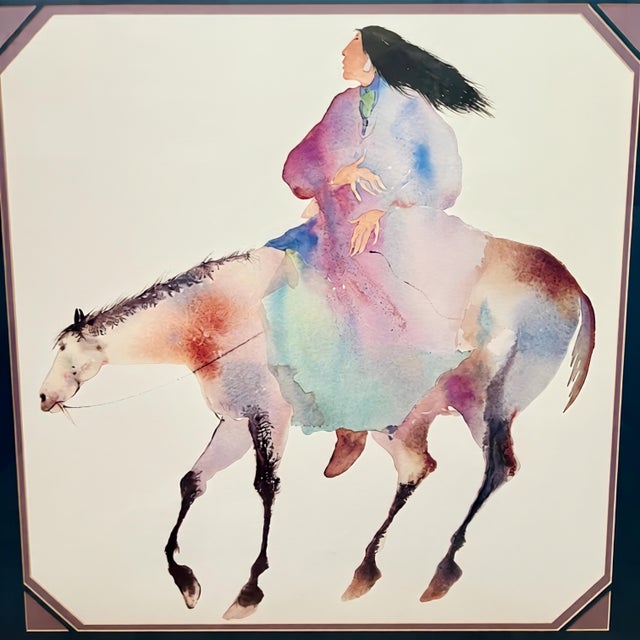 Lavender Carol Grigg Native American Watercolor Lithographs, 1980s - A Pair For Sale - Image 8 of 12