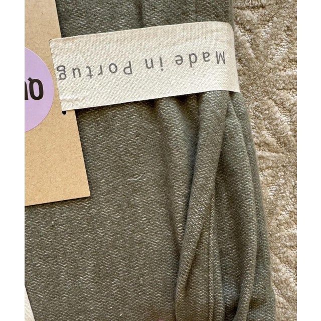 Portuguese Felted Cotton King Blanket in Olive Green, Cashmere Soft NWT For Sale - Image 4 of 4