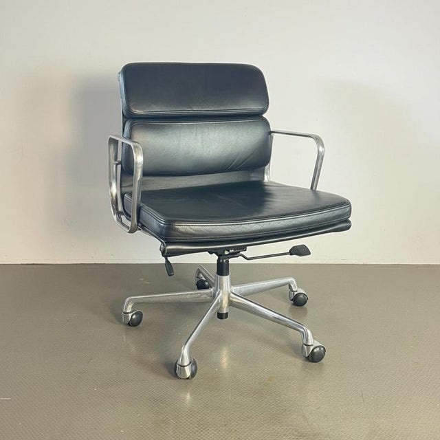 1960s Black Leather Soft Pad Chair by Eames, 1960s For Sale - Image 5 of 7