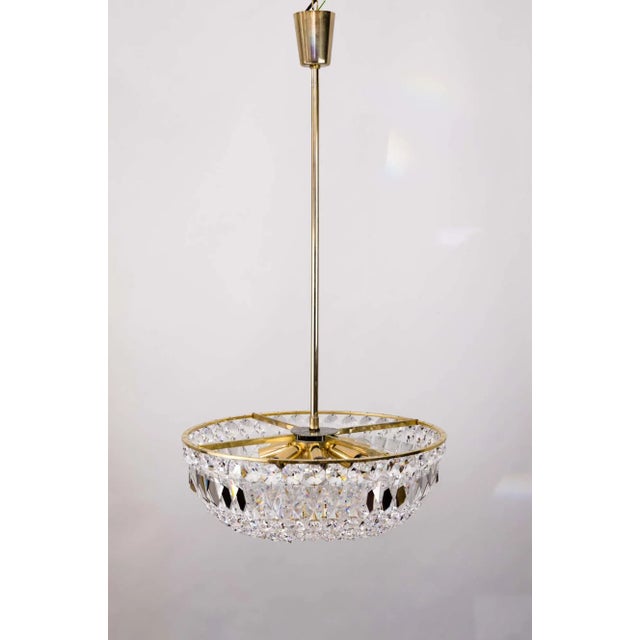 Mid-Century Modern Austrian Brass & Crystal Chandelier, 1960s For Sale - Image 3 of 13