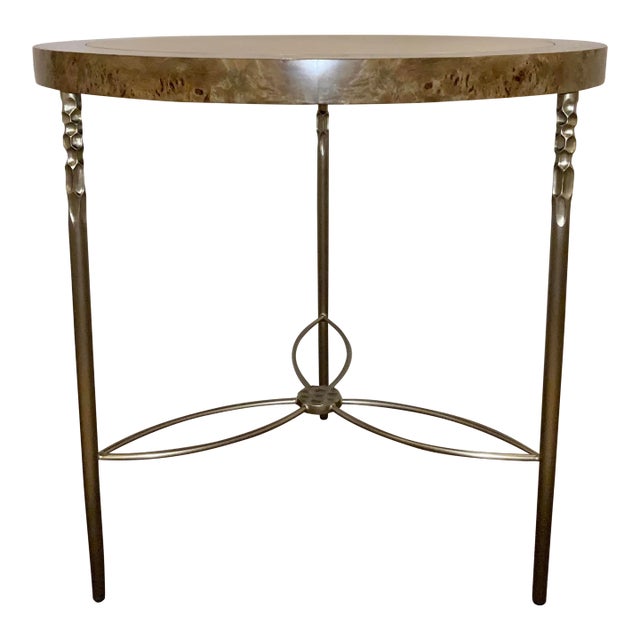 Jonathan Charles Modern Burl Wood Fulgurite Side Table For Sale