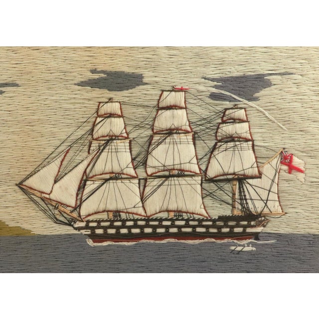 Late 19th Century Pair of Royal Navy Sailor’s Woolworks by the Same Hand With Trapunto Sails For Sale - Image 5 of 18
