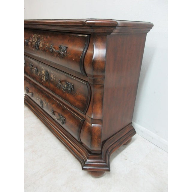 Brown 1990s Ethan Allen Tuscany Serpentine French Paint Decorated Commode Dresser Chest For Sale - Image 8 of 12