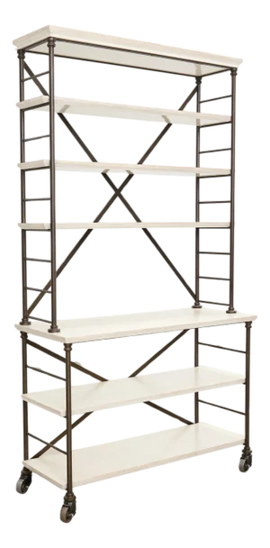 Industrial Style Bronzed Iron Rolling Bookcase Etagere by Suzanne Kasler