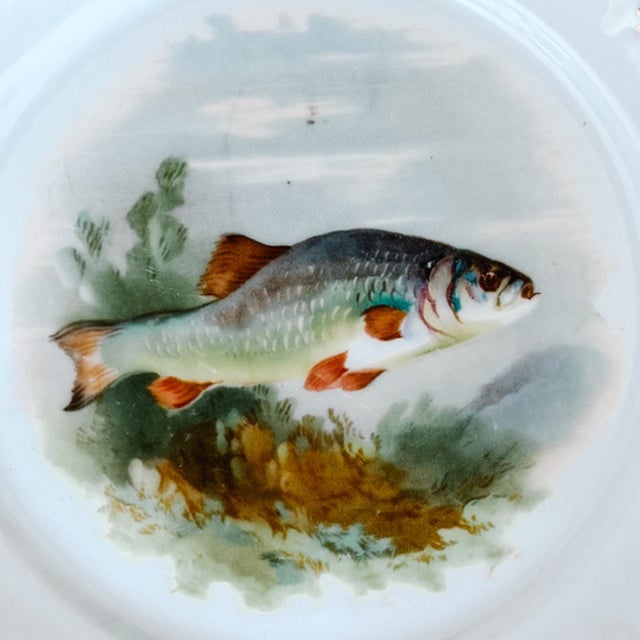 Antique Continental Porcelain Fish Plates – Set of 6 For Sale - Image 9 of 14