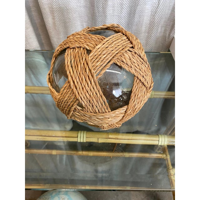Coastal Handblown Glass & Rope Spheres, Pair For Sale - Image 4 of 7