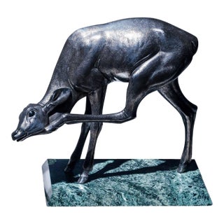 1950s Naturalistic Silver Doe Sculpture by Sirio Tofanari (1886-1969) For Sale