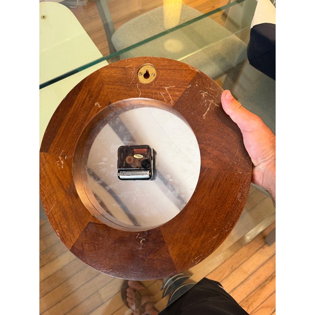 Wood Nautical Port Hole Wall Clock For Sale - Image 7 of 8