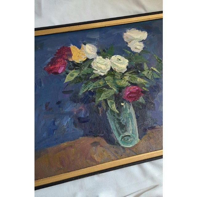 Impressionist 'Cut Roses' Original Framed Art on Canvas. For Sale - Image 3 of 12