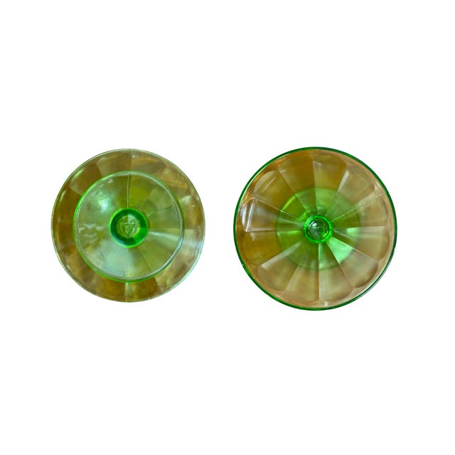Hollywood Regency 1940s Art Deco Uranium Green Glass Sorbet Cups - Set of Four For Sale - Image 3 of 5