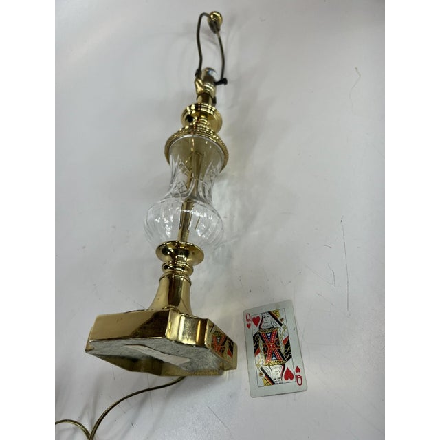 Late 20th Century Table Lamp Traditional Neoclassical Brass and Hand Cut-Glass Vantage For Sale - Image 13 of 13