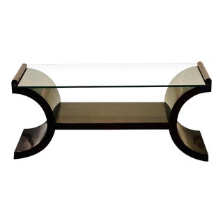 Mid 20th Century French Art Deco Style Black Lacquer Coffee Table For Sale
