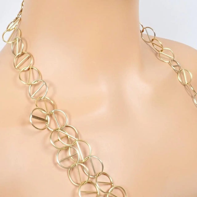 1990s Hermes Caleche Extra Long or Layered Circle Link Yellow Gold Chain Necklace For Sale - Image 9 of 11