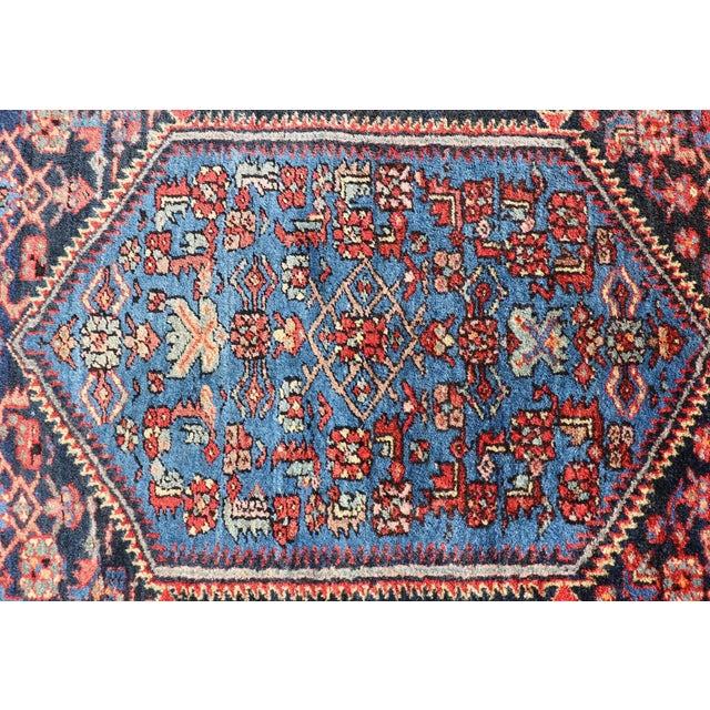 Antique Persian Bidjar Carpet With Variety of Blue Colors, Red, and Salmon For Sale In Atlanta - Image 6 of 13